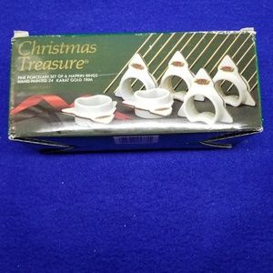 VTG Christmas Treasure Porcelain Napkin Rings